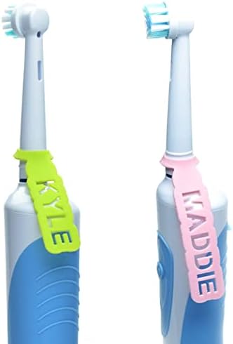 Personalized Labels for Toothbrush. Custom Toothbrush Name Tags. Identifier and Organizer Accessories for Bathroom Storage & Decor. Set of 2 Silicone Markers - Different Names and Colors