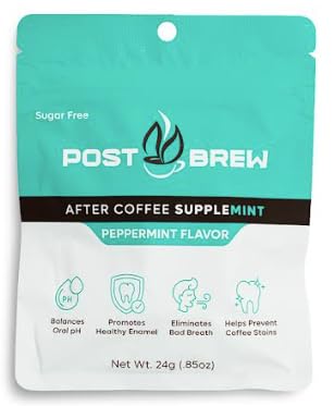 PostBrew Mints Xylitol After Coffee SuppleMINT 30-Count Sugar-Free Peppermint Coffee to Neutralize pH, Support Oral Health & Freshen Breath