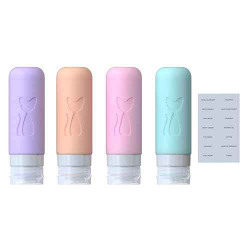 TSA Approved 3oz Leakproof Travel Bottles for Toiletries, Refillable Containers for Shampoo Conditioner Lotion Body Wash(Multicolored C)