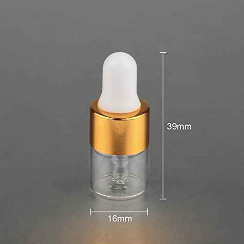 Wresty 50 Pcs Clear Glass Dropper Vails 1ml Mini Essential Oils Sample Dropper Bottles For Traveling Essential Oils Perfume Cosmetic Liquid,With 2 pcs dropper