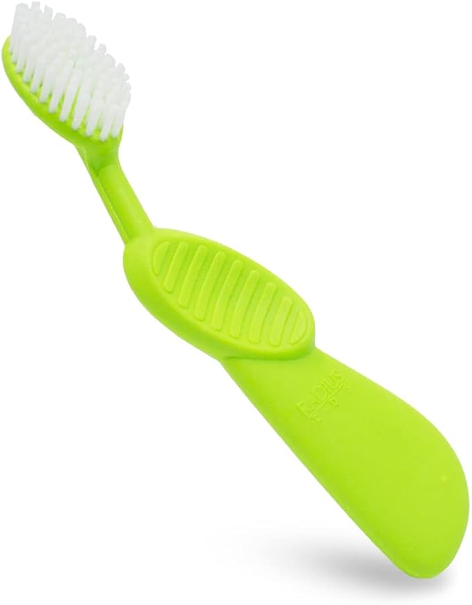 Radius Toothbrush Flex Brush BPA Free & ADA Accepted Designed to Improve Gum Health & Reduce Gum Issues - Right Hand - Lime White - Pack of 1