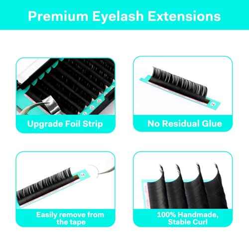 Eyelash Extensions 0.05 C CC D DD J B L Curl 8-14mm Lash Extensions Supplies Individual Lashes Premium Silk Volume & Classic Lash Soft Matte Dark Professional Eyelashes Extension (0.05-D-8-14 Mixed)