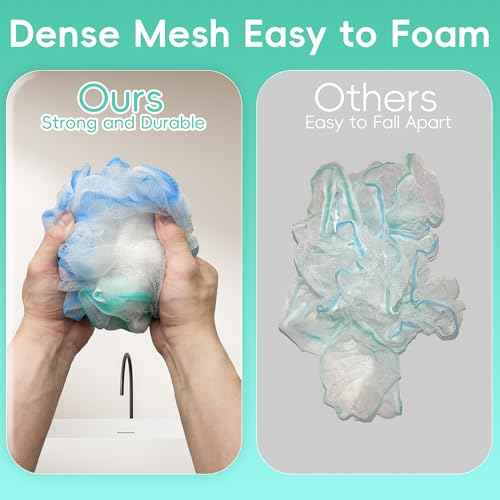 Loofah 4 Pack 75g Extra Large Loofa Set Soft Bath Sponge Thick Body Wash Puffs for Shower