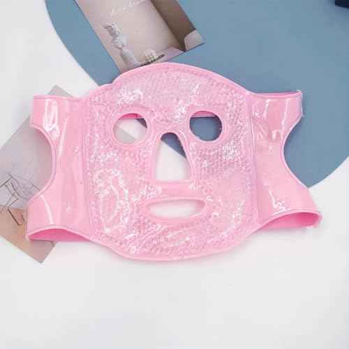 CALIDAKA Gel Beads Face Cover Ice Mask Pack Cold Face Eye Mask Ice Pack Reduce Face Puff Gel Beads Hot Heat Cold Compress Pack Face SPA for Woman Sleeping, Pressure, Headaches(COLOR:Pink)