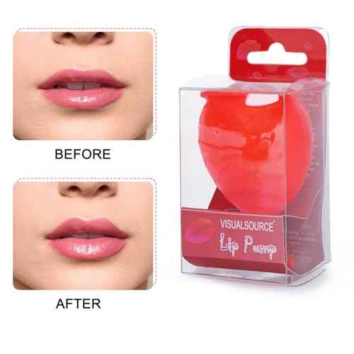 lip pump lip plumper lip enhancer£¬Soft Silicone Fish Shape Lips Enhancer,Fuller Thicker Mouth Fastly Lip Pumps Bigger Device for Women Female (RED)