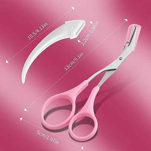 3pcs-Eyebrow Scissors with Eyebrow Razor,Professional Eyebrow Trimmer Scissors with Comb,Non Slip Finger Grips Eyebrow Trimmer, Hair Removal Beauty Accessories for Men Women (Black, Pink, Blue)