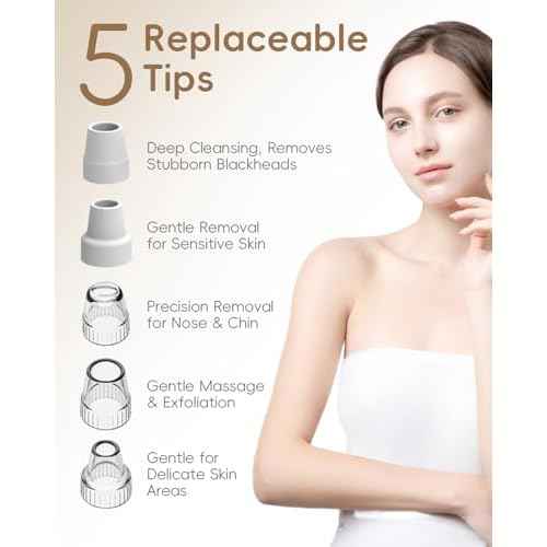 Blackhead Vacuum Removers - Pore Vacuum for Face with 5 Attachments & 3 Suction Levels - USB Rechargeable Blackhead Remover Tools for Women and Men (Matte Pink)