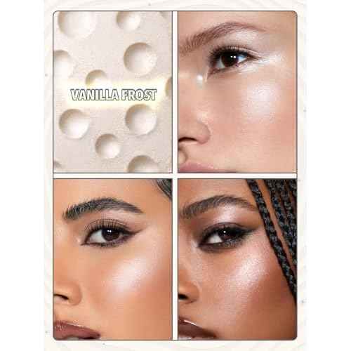 SHEGLAM Lunar Glow Highlighter Face Highlighter Multichrome Glitter Shimmer Highlighter Makeup Eye Face Body Highlighter Illuminator, Silky Creamy Eyeshadow-Vanilla Frost
