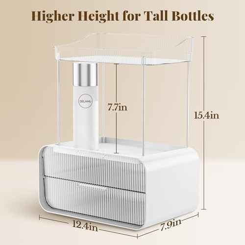Delamu Bathroom Counter Organizer 2-Drawers 2-Tier Acrylic Makeup Organizer for Vanity Countertop, Skincare Perfume Storage, Easy Assembly, Ideal Gift for Women, Bath Linen Sets, Clear