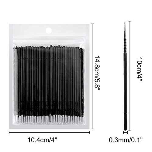 200PCS Micro Applicators Brushes Mini Cotton Swabs Remove Grafted Eyelash Glue Dedicated Brush Disposable Microswabs for Eyelash Extensions Make up and Lash Clean and Personal Care (Black 1)
