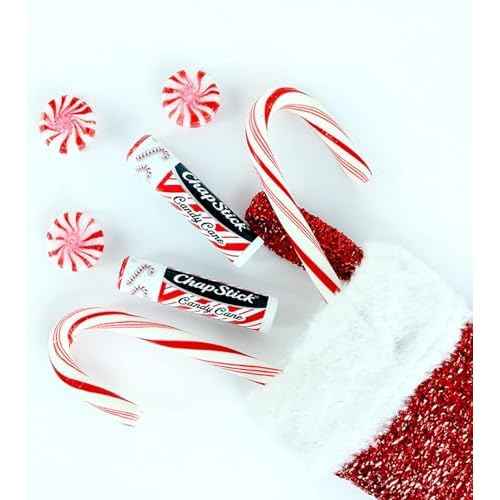 ChapStick Lip Balm, Candy Cane, 3-Count ? Fresh & Minty Lip Moisturizer, Stocking Stuffer, 0.15 Oz Ea