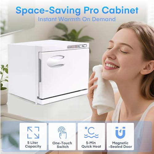 Hot Towel Warmer Cabinet 8L, Medium Capacity Towel Warmers Spa All-Round Heating, Professional Towel Heater for Bathroom, Facials and Salon (White)