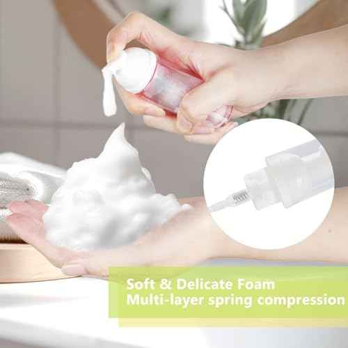4 Pack Foam Pump Bottle, 60 ml/2 oz Mini Empty Bottle Travel Foaming Dispenser, Plastic Mousse Foam Dispenser Pump for Soap, Shower Gel, Shampoo, Facial Cleanser - Mix Colors