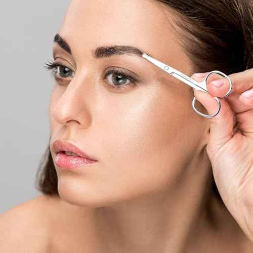 4 Pcs Nose Hair Scissors, Rounded Tip Eyebrow Scissors Stainless Steel Blunt Tip Trimmer Will Not Hurt the Nasal Cavity for Nose Eyebrow Eyelashes Trimming Mustache Beard Grooming