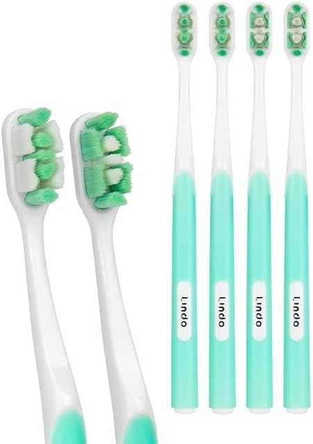 Lindo Ultrafine Toothbrush - for Sensitive Gums and Teeth, 12000+ Ultra Fine Bristles, Soft and Gentle, Deep Clean, Pack of 4