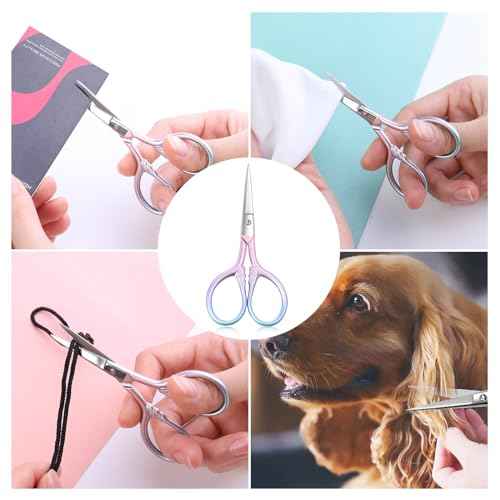Personal Care Professional Beauty Tools (pink) Small scissors Facial hair removal and ear, nose and eyebrow, beard trimming Stainless steel fine straight head scissors