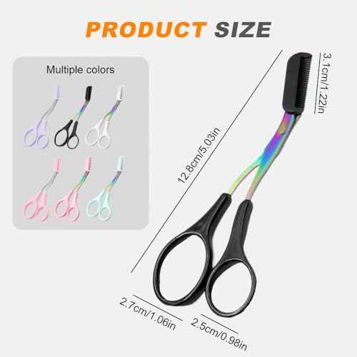 Eyebrow Trimmer Scissor, 2024 New Eyebrow Scissors with Comb Eyebrow Trimmer for Women Men, Non-Slip Eyebrow Cutter Eye Brow Razors Eye Brow Shaper Trimming Scissors Makeup Tool (Pink)