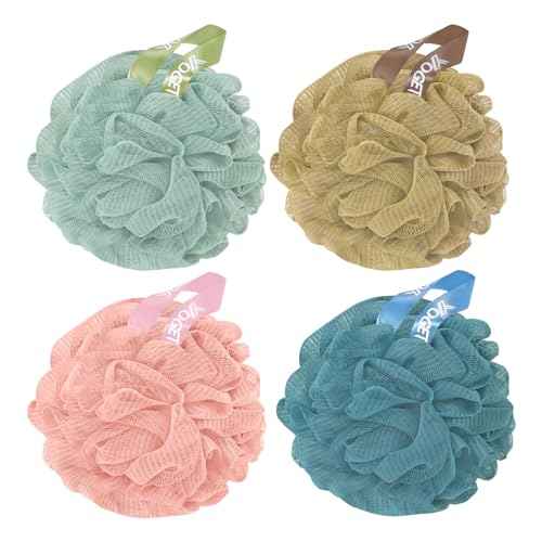 Yoget 4 Pack Shower Loofah Sponge, 60G Bath Sponge,Exfoliate, Cleanse, Soothe Skin