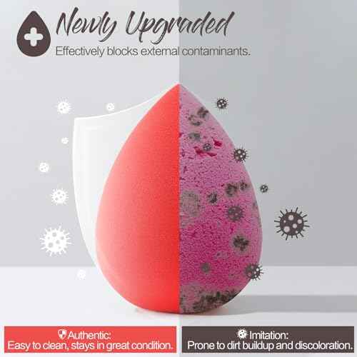 BEAKEY Makeup Sponge Set 5 Pack Micro Porous Low Absorption Soft Latex Free Foundation Beauty Sponges & Blenders for Powder Cream, Stocking Stuffers for Women
