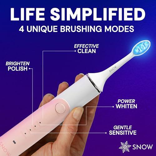 SNOW LED Electric Toothbrush Gen 2 - Rechargeable Electronic Brush for Adults - Sonic Technology w/LED Light Whitening & Cleaning Powered w/Sonic Technology for Oral Routine Coastal Sunset Pink Gen2