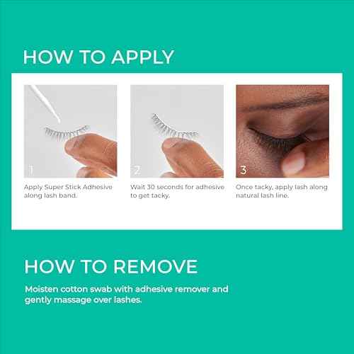KISS Super Stick 5-Day Extended Wear Strip Lash Adhesive, Quick Drying Lash Glue, Witch Hazel & Cactus Extract Infused, Brush Applicator, Net Wt. 4.8g (0.17 oz.), Clear