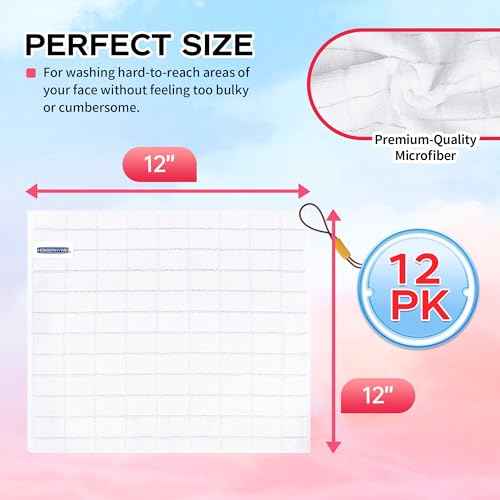 HOMERHYME Microfiber Washcloths Face Towel, 12 Pack White Towels Fingertip Washcloth, Soft Lint Free Quick Dry Bulk Absorbent Reusable Wash Cloths for Bathroom, Salon, Spa, Gym