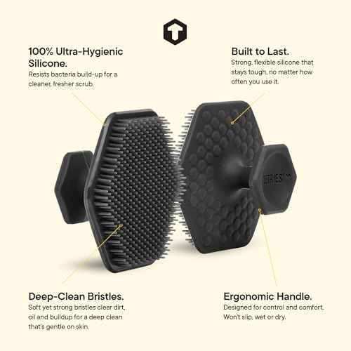 TOOLETRIES Men's Face Scrubber - Premium Silicone Facial Cleansing Brush, Gentle Exfoliator Pad & Soft-Touch Massager - Removes Dead & Dry Skin - Long Lasting Shower Accessories - Charcoal