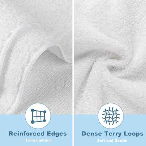HOMEXCEL Microfiber Washcloths Towel Pack of 24, 12" x 12" Highly Absorbent and Soft Face Towels Wash Cloths for Bathroom, Gym, Hotel and Spa, Fast Drying Multi-Purpose Cleaning Cloth, White