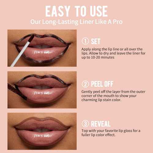 iMethod Lip Stain - Lip Liner Stain, Long Lasting Lip Stain Peel Off, Waterproof Stay On All Day, Transfer-Proof, Highly Pigmented, Natural Color, Coffee
