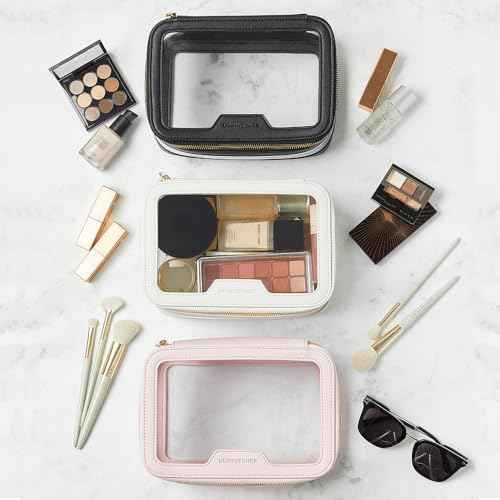 ROWNYEON Clear Makeup Case Toiletry Bag Multipurpose Travel Makeup Train Case Portable Cosmetic Organizer Transparent Storage Bag