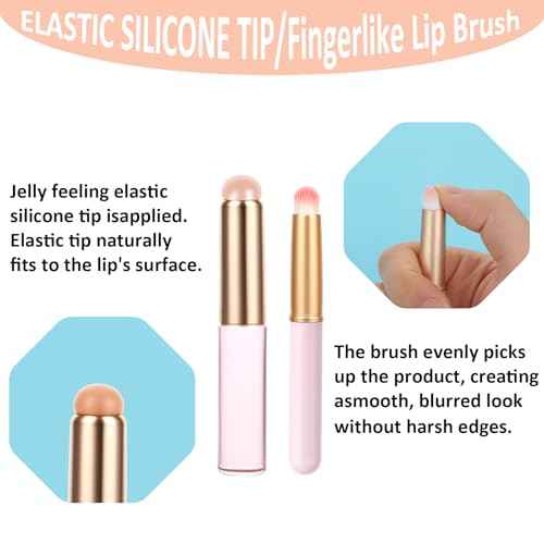 3 Pcs Silicone Lip Brush Reusable Lip Makeup Applicator Round Head Lip Brushes Applicator with Cover, Multifunctional Makeup Brush Beauty Tool for Lipstick Lip Gloss Balm Mask Concealer Eyeshadow