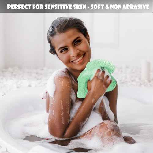 SubSahara African Net Sponge Authentic - 2 Pieces Exfoliating Scrubber for All Skin Types, Ideal for Face & Body Daily Use, Durable, Gentle Exfoliation (Green & Brown)