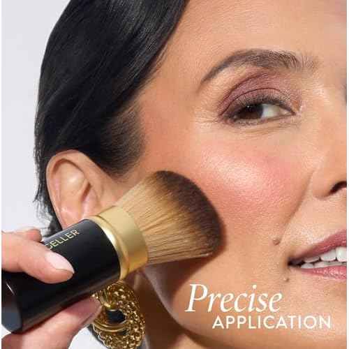 LAURA GELLER NEW YORK Retractable Black Kabuki Brush for Liquid, Cream and Powder Face Makeup With Aluminum Handle