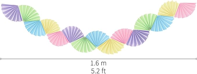 Macaron Paper Fan Garland - Paper Fan Garland Party Decorations - Perfect for Birthday Parties, Holiday Decorations, Family Gatherings, Weddings and More (Macaron)