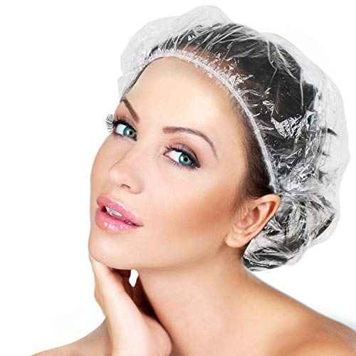 Disposable Shower Caps 100 Pcs - Multi-Purpose Thickening Elastic Bath Cap Plastic Waterproof Clear Shower Caps Bath Shower Hair Caps Women Spa,Home Use, Hotel and Hair Salon, Portable Travel(18.1")