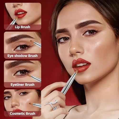 Silver Dual Ended Retractable Lip Brush ? Portable Lip Brush for Lipstick & Lip Gloss, Eyeshadow Applicator, Travel-Friendly Makeup Brush, Includes Lid, Great Gift for Makeup Lovers
