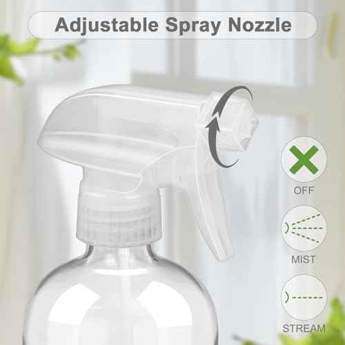 2 Pack Glass Spray Bottles with Silicone Sleeve, 16 oz Empty Refillable Containers with Adjustable Spray Nozzles, Spray Bottles for Hair, Cleaning Solutions and Plants Blue&Grey