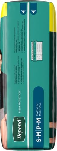 Depend Fresh Protection Adult Incontinence Underwear for Men (Formerly Depend Fit-Flex), Disposable, Maximum, Small/Medium, Grey, 32 Count, Packaging May Vary (Pack of 2)
