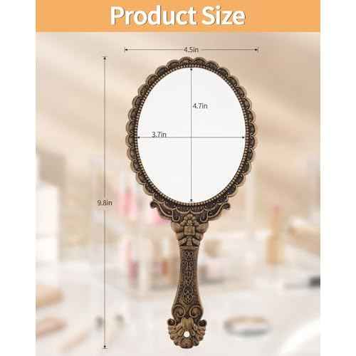 XPXKJ Hand Mirror Vintage Handheld Mirror with Handle Vanity Makeup Mirror Travel Mirrors