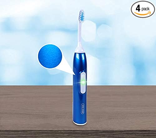 Emmi-dent Metallic Electric ultrasonic Toothbrush - for Sensitive Teeth and Gums. Gently deep-Cleans with Patented 100% Ultrasound Wave Technology - Without Abrasion and no Brushing Required