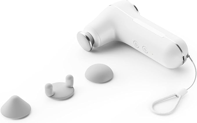 Nobol MyoLite Percussion Massage Gun - Deep Tissue Muscle Relief, Quiet & Portable, Cordless with 4 Attachments and Travel Case (White)