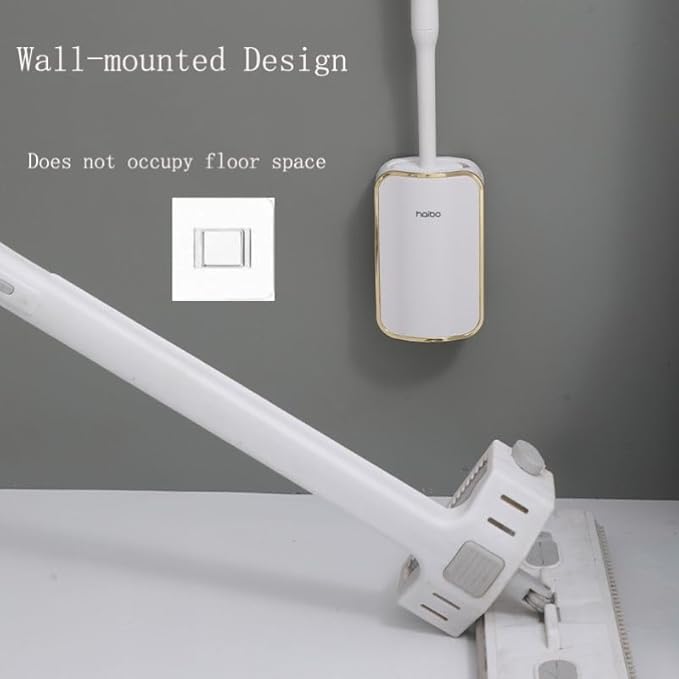 Wall Mounted Toilet Brush and Brush Holder, Curved Design Modern Toilet Cleaning Brush with Durable Bristles for Bathroom Cleaning, White