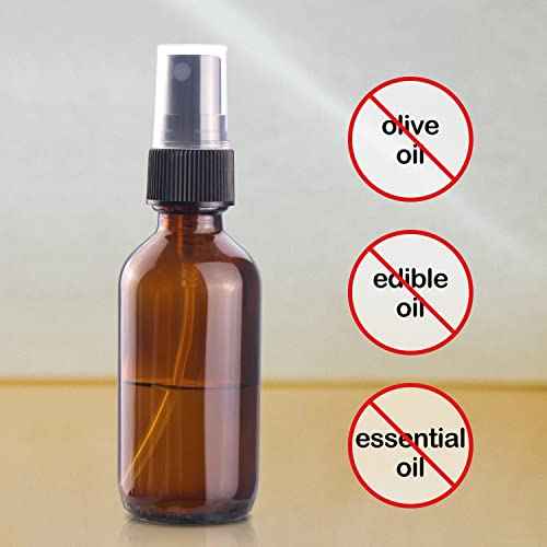 Wedama 2 oz Mini Glass Spray Bottles, Empty Small Spray Bottles with Funnel Dropper, Fine Mist for Hair, Travel, Plants, Cleaning Solutions and Skin Care (4 Pack Amber)