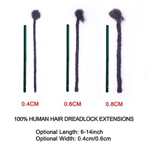 0.6cm Width 6 Inch 100 Strands 100% Human Hair Loc Extensions, Full Handmade Dreadlock Extensions for Men Women Kids Can Be Dyed and Bleached with Needle and Comb Unprocessed Natural Black