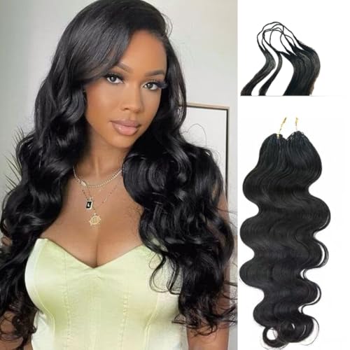 100% Human Hair Body Wave Knotless Pre-Separated Crochet Hair feather crochet human hair extensions for Women Natural Color 20 Inch 60g