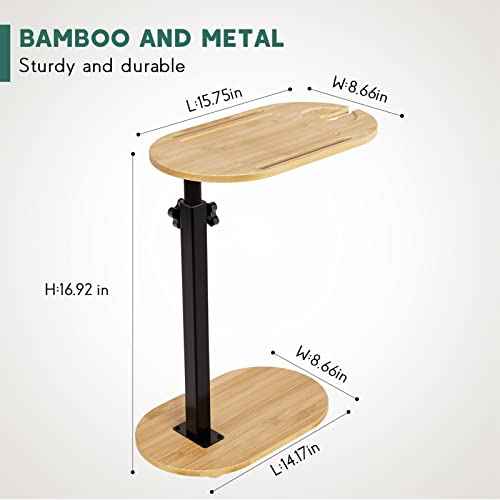 Bamboo Bathtub Tray Table with Adjustable Height, Freestanding Bath Caddy Tray for Tub Against Wall, Bathtub Side Table for Luxury Bath Home Spa Homewarming - Patent Protected (Natural)