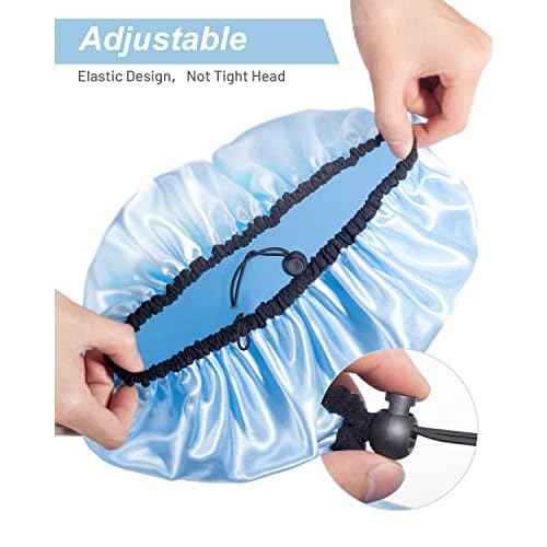 Auban Shower Cap for Women, Adjustable Reusable, Extra Large, Double-Layer Waterproof Bathing cap, Waterproof Exterior, EVA Lining, Hair Cap for All Hair lengths, 3 Colors