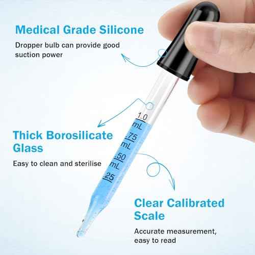 Herain Glass Eye Dropper-10 Pcs, 1ml Pipette Dropper for Essential Oil, Crafts, Skincare, Scientific Experiments, Measuring and Transferring a Variety of Liquids