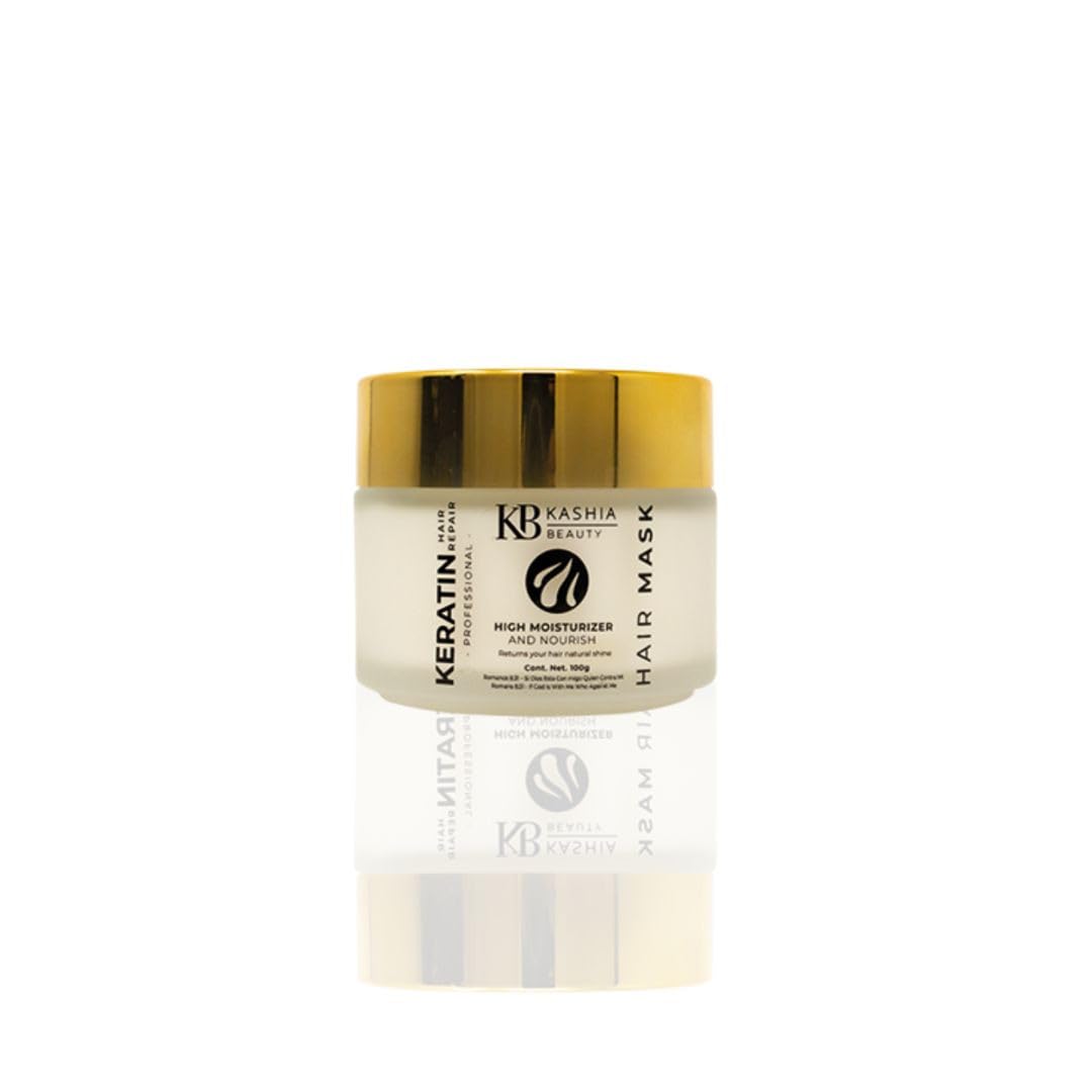Kashia Beauty Keratin Hair Repair Mask 3.5 oz – Deep Conditioning Treatment with Jojoba Oil, Silk & Collagen – Restores Damaged, Chemically Treated Hair – Anti-Frizz & Hydrating Repair Cream