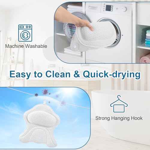 Bath Pillows for Tub Luxury Bathtub Pillow for Neck and Back Support, Soft Bath Tub Pillow Headrest Washable with 4D Mesh & Non-Slip Suction Cups, Relaxing Bath Accessories Spa Gifts for Women (White)